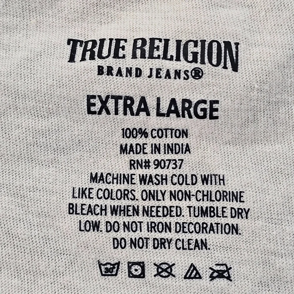 True Religion Beige Short Sleeve Cotton T-Shirt Adult XL